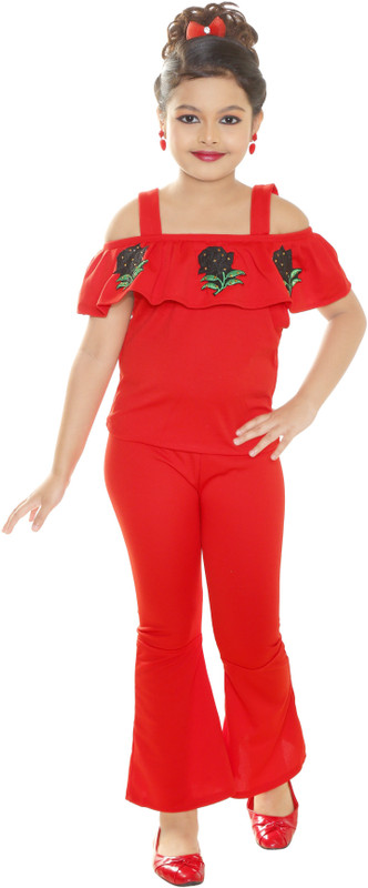 stylokids Girls Party(Festive) Top Jumpsuit(Red)