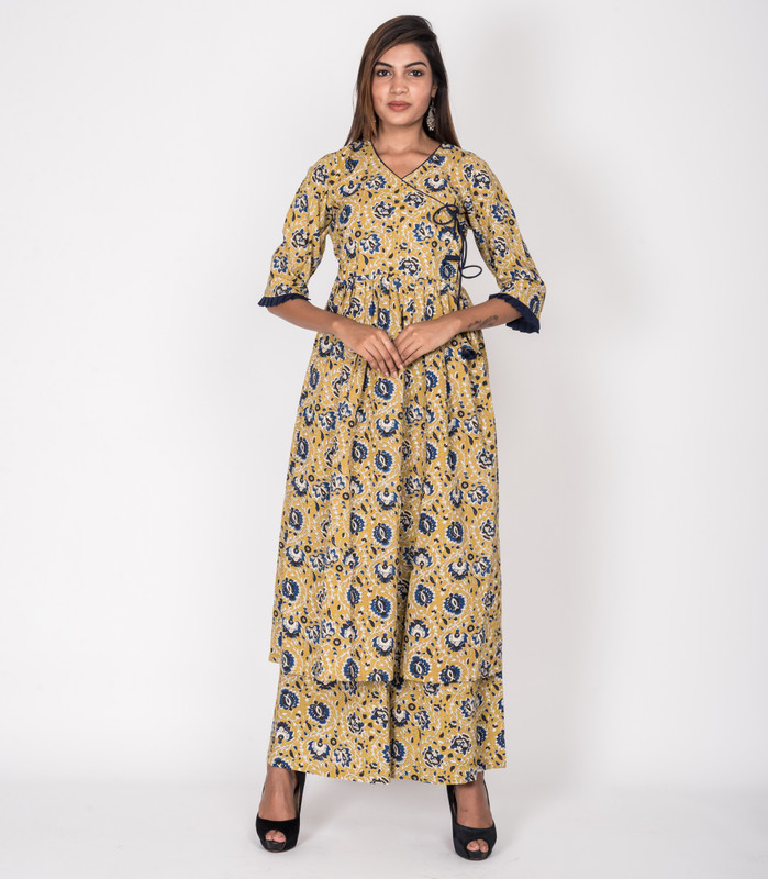 inaraa designs Women Block Print Anarkali Kurta(Multicolor)