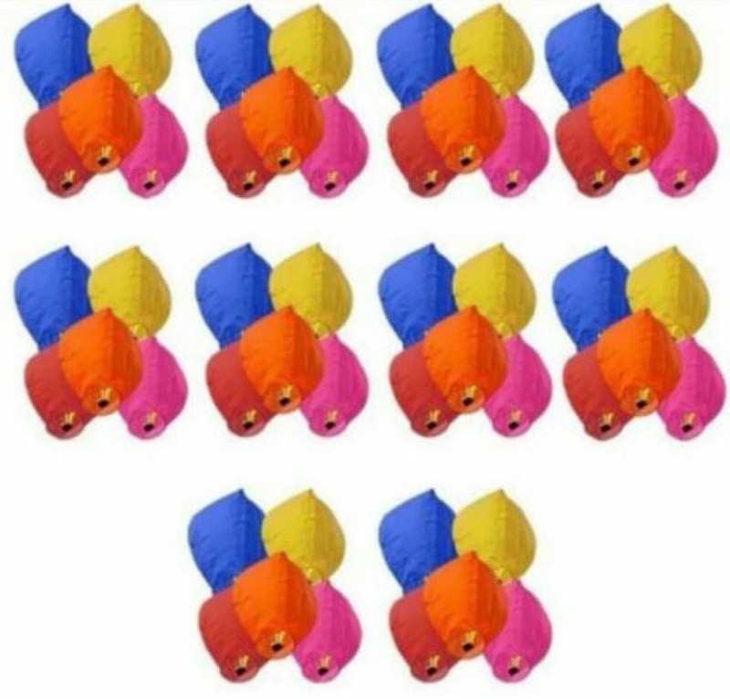 skyaysh air balloons Multicolor Paper Sky Lantern(10 cm X 22 cm, Pack of 50)