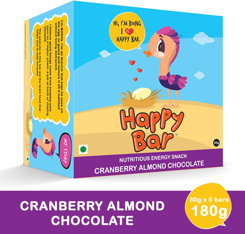 happy bar Cranberry, Almond & Chocolate, 30g X 6 Nutrition Bars(6 No, Cranberry, Almond, Chocolate)