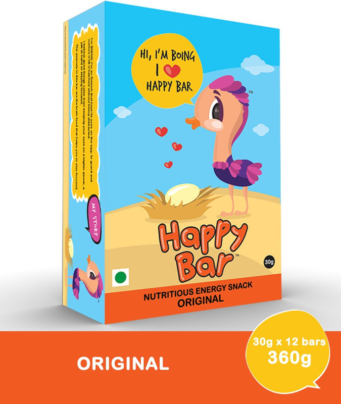 happy bar The Original Energy Bar, 30g X 12 Bars Nutrition Bars(12 No, Peanut, Jaggery, White Chocolate)