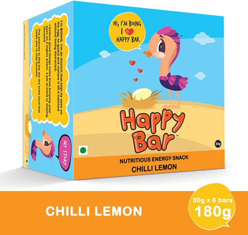 happy bar Dates, Chilli & Lemon Bar, 30g X 6 Bars Nutrition Bars(6 No, Chilli, Lemon)