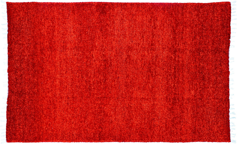 smart handloom Red Silk, Cotton Area Rug(121 cm  X 183 cm)