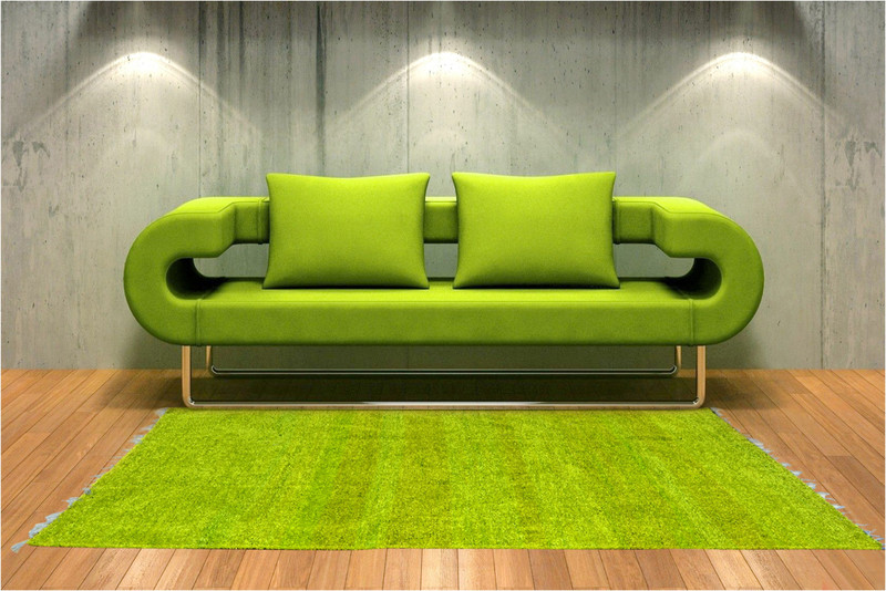 smart handloom Green Silk, Cotton Area Rug(121 cm  X 183 cm)
