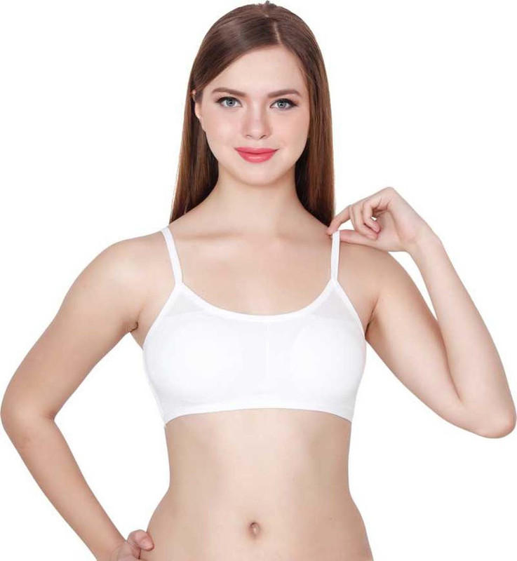 one touch wave 6 Straps Padded Bralette Women, Girls Full Coverage Lightly Padded Bra(White)