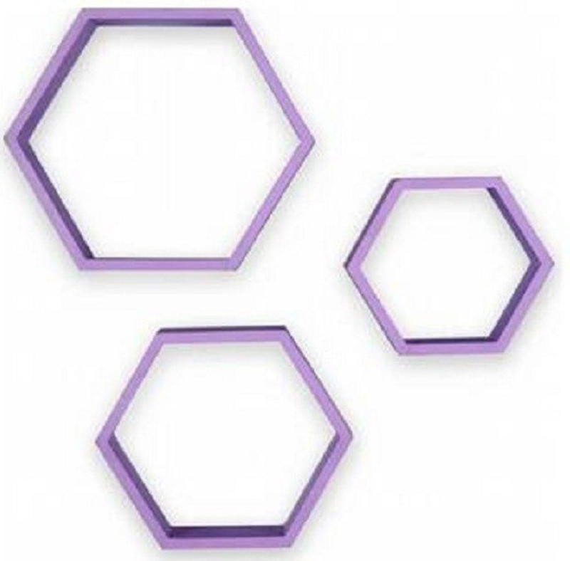 all crafts art 3 Hexaconer shape Wall Rack Shelf Floating Wall Shelf Unit Engineered Wood Display Unit(Finish Color - Purple)