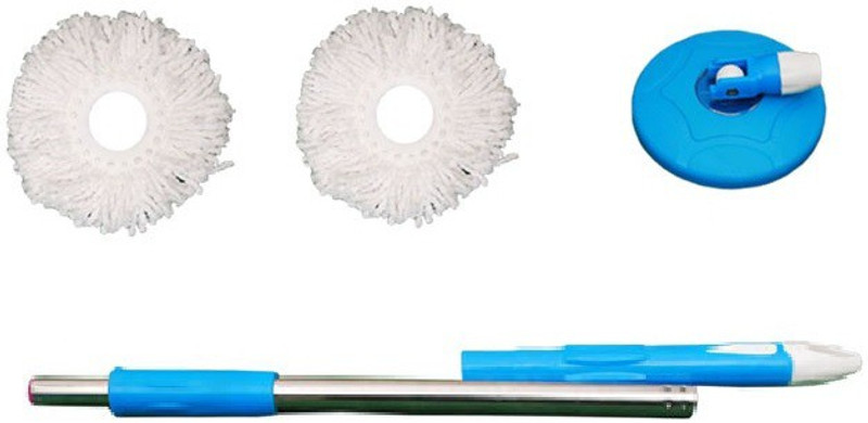 cleanmuk 360 degree rotating mop handle with 2 refill (multicolor) Head and Refill(Blue)