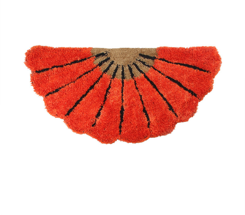 ruhalfabb Orange Polyester Area Rug(50 cm  X 140 cm)