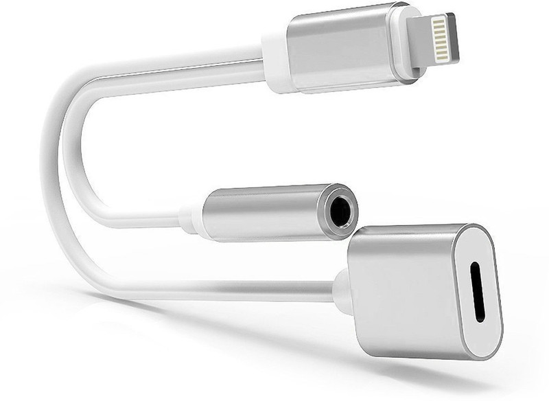 mobhead Charge and Audio Splitter for iOS Lightning Charging 0.1 m Headphone Splitter(Compatible with all ios android smartphone, White, Pink, One Cable)