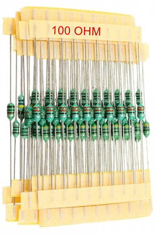 e4u 100 Ohm 5% 1/4W CFR Through Hole Resistor - 100 No's Electronic Components Electronic Hobby Kit