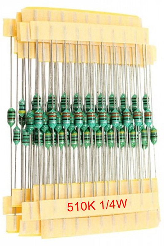 e4u 510K Ohm 5% 1/4W CFR Through Hole Resistor - 50 No's Electronic Components Electronic Hobby Kit