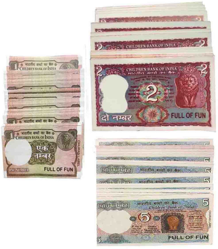 VK MART Learn Foundation Practical Skill of Money Handling for boys and kids(2-5-1-notes-300pc) Money Gag Toy(Multicolor)