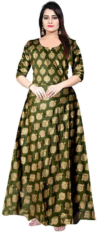 majan Flared/A-line Gown(Green)