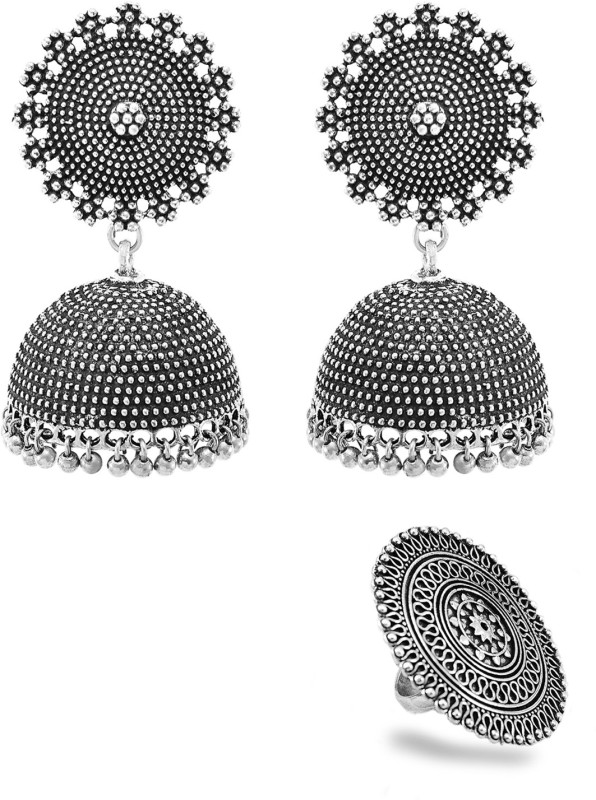 SHI Jewellery Oxidised Silver Jewel Set(Silver)