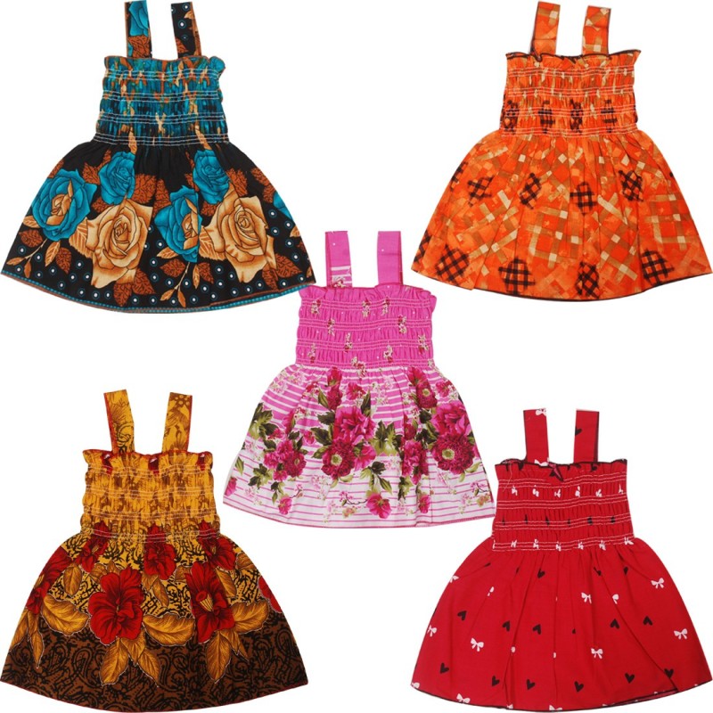KIDDY STAR Girls Midi/Knee Length Casual Dress(Multicolor, Sleeveless)