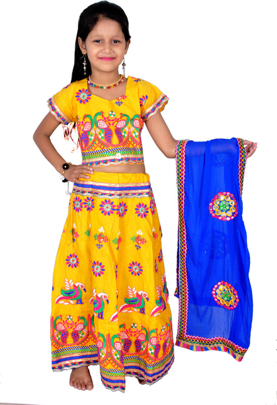 lovely enterprise Indi Baby Girls Lehenga Choli Ethnic Wear Embroidered Ghagra, Choli, Dupatta Set(Red, Pack of 1)
