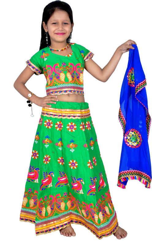 lovely enterprise Indi Baby Girls Lehenga Choli Ethnic Wear Embroidered Ghagra, Choli, Dupatta Set(Red, Pack of 1)