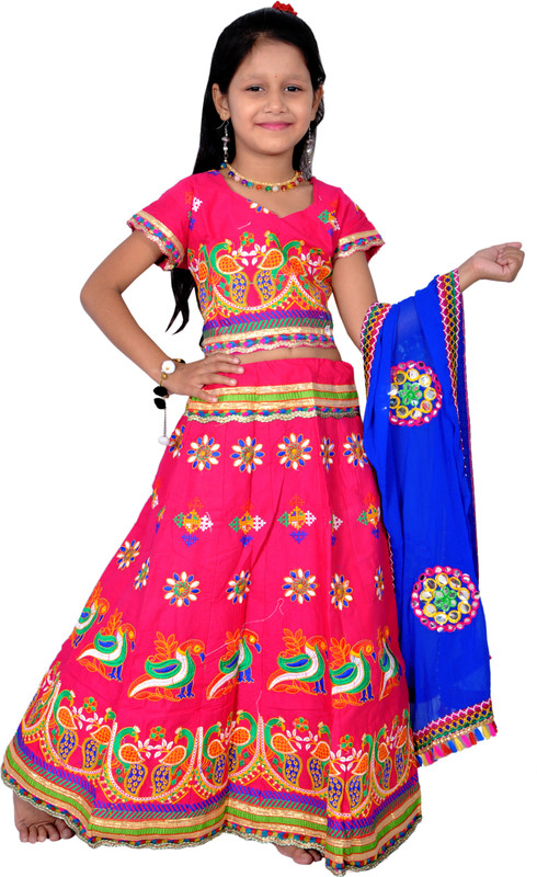 lovely enterprise Indi Baby Girls Lehenga Choli Ethnic Wear Embroidered Ghagra, Choli, Dupatta Set(Red, Pack of 1)