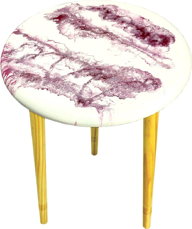 wood art india RESIN WOOD GLOSSY MARBLE FINISH TABLE Engineered Wood Bedside Table(Finish Color - GLOSSY MARBLE FINISH WHITE AND PINK)