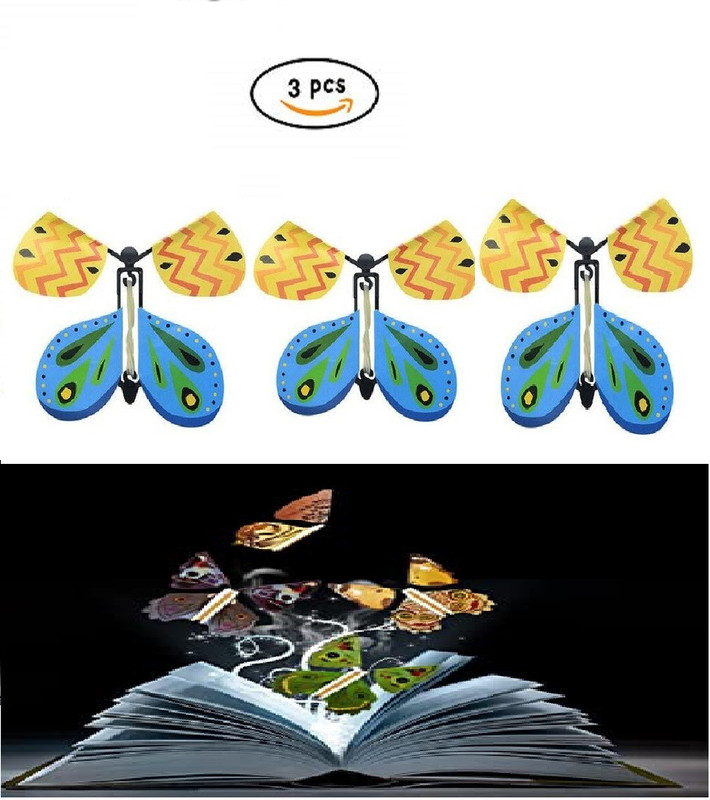 The Toy Town Flyer Butterfly Flying from Empty Hand Magic Easy Magic for Kids Magic Trick Gimmick Mentalism 3 pc Magic Kit Gag Toy(Multicolor)