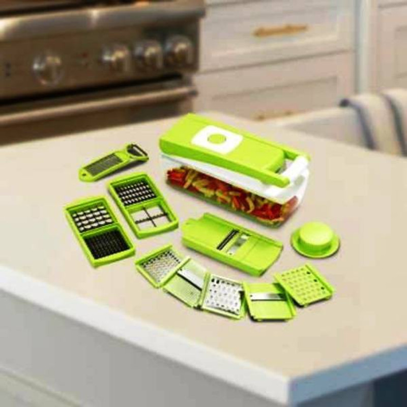 ganga enterprise Vegetable & Fruit Grater & Slicer(6 Nos. Slicing & Grating Blades, 1 No 2 in 1 Peeler With Grater, Main Unit With Cointainer, 1 Safety Holder, 2 Nos. 2i in 1 Dicing Blades)