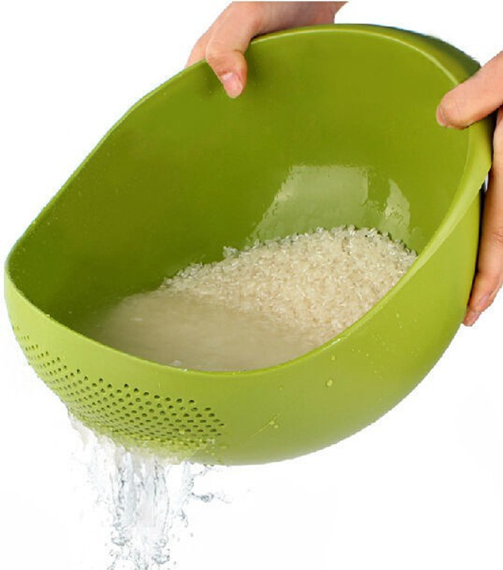 renyke Fresh Plastic Colorful Rinse Fruit Vegetables Basin Wash Rice Sieve Bowl Drainer Kitchen Basket Good Quality Collapsible Strainer(Green Pack of 1)