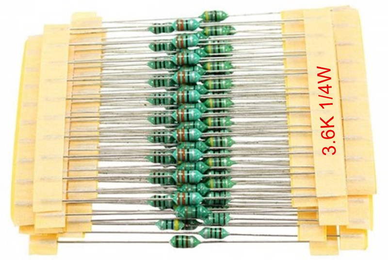 e4u 3.6K Ohm 5% 1/4W CFR Through Hole Resistor - 50 No's Electronic Components Electronic Hobby Kit