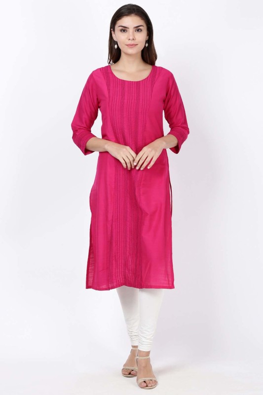 Soch Women Embroidered Straight Kurta(Pink)