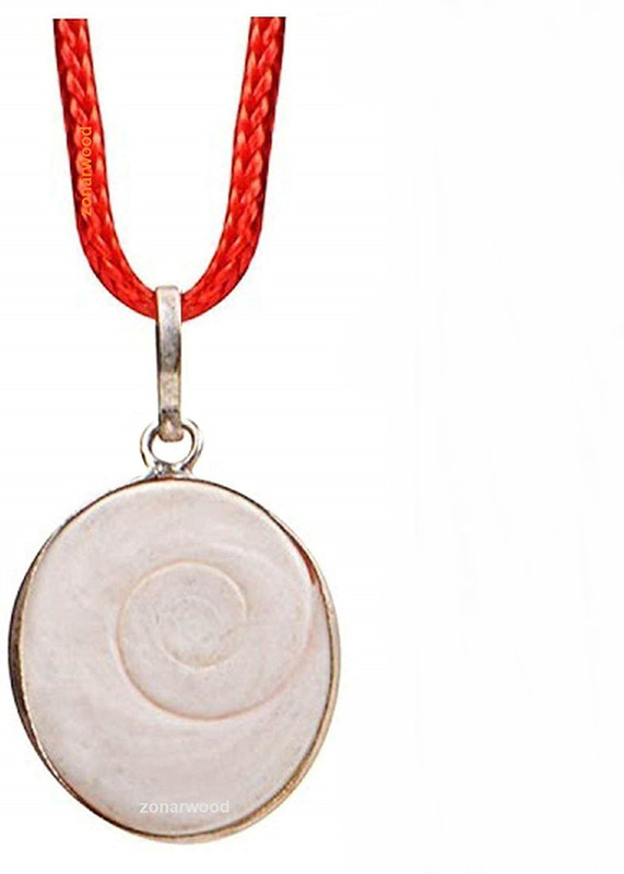 shahinpearlmart 100% Natural & Real Energized Gomti Chakra Pendant in White Metal, Off White, Locket for Women and Men Stone Pendant