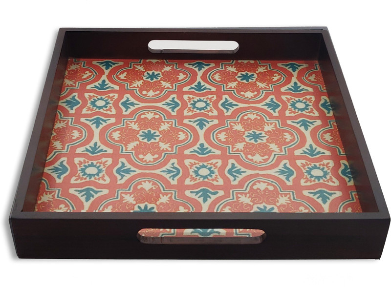 kazuridcor Wood Square Serving Trays with Flat Edges Tray