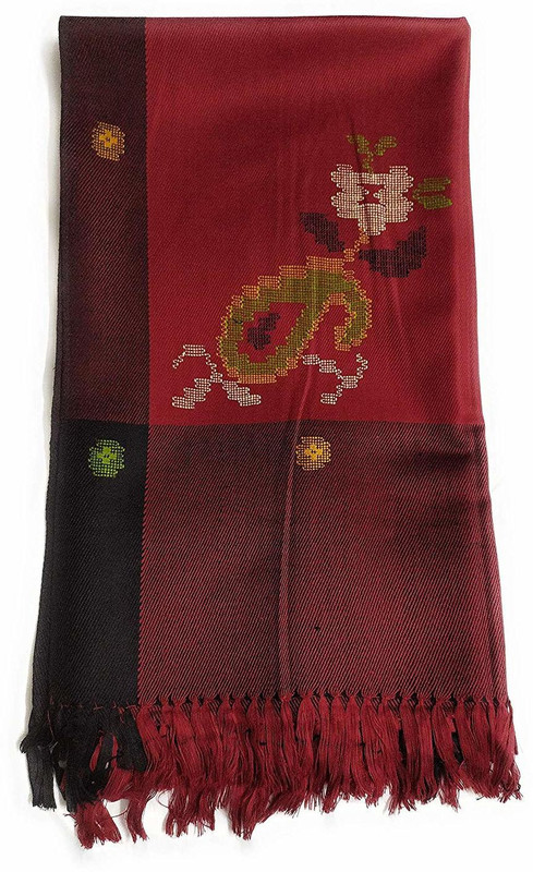 shree hari traders Wool Woven Women Shawl(Maroon)
