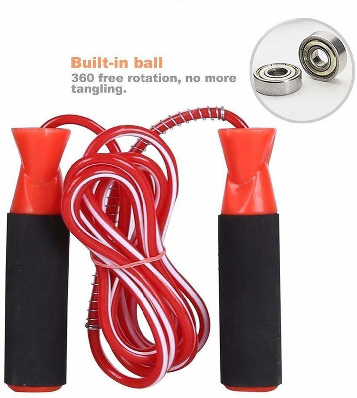 DIBACO SPORTS Adjustable bearing Skipping Rope for Home Exercise Ball Bearing Skipping Rope(Red, Length: 260 cm)