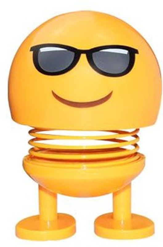 rich hood GOOD QUALITY Funny Plastic Shaking Head Expression Bag Lovely Ornaments Smiling Laugh Face Spring Nodding Head Doll Car Dashboard Decoration(Yellow)