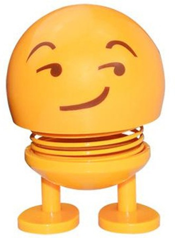 rich hood Funny Plastic Shaking Head Expression Bag Lovely Ornaments Smiling Laugh Face Spring Nodding Head Doll Car Dashboard Decoration(Yellow)