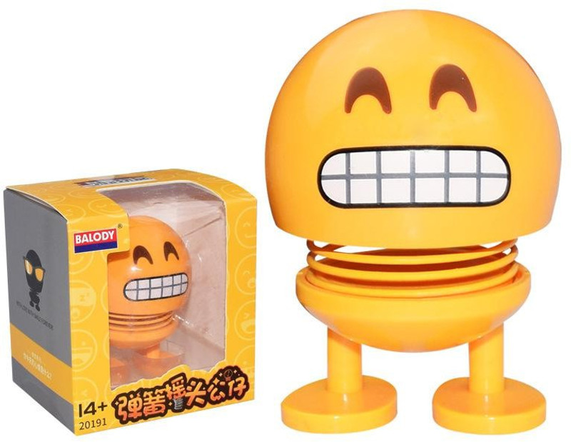 rich hood Creative Expression Pack Spring Doll Car Shaking Head Doll Spring Smile Face Expression Package Decoration(Yellow)