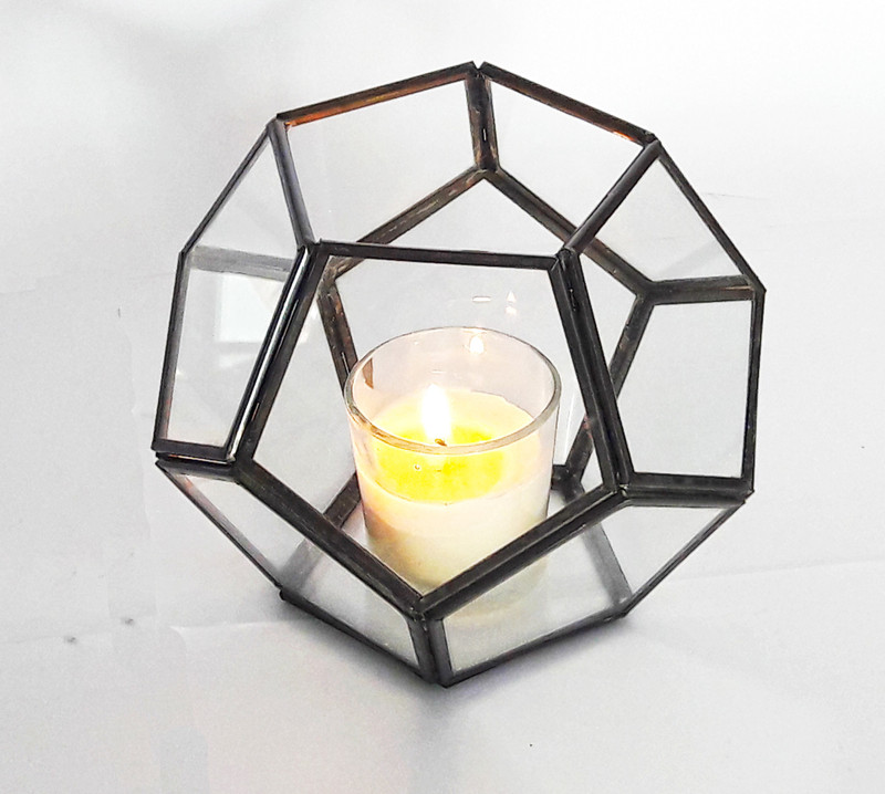 varadecor HEXAGONAL LAMP Iron Candle Holder(Black, Pack of 1)