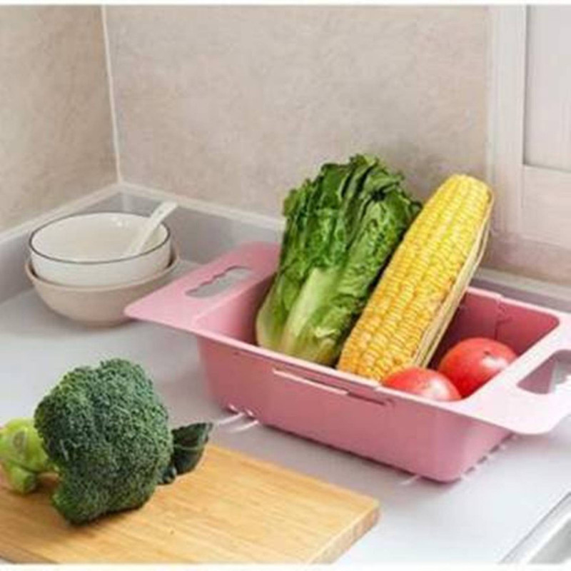 gopinathji Kitchen Sink Dish Vegetable and Fruits Wash Drainer Drying Rack and Storage Organizer Basket Tray (Multi Color) 1 Pcs Collapsible Strainer (Multicolor) Collapsible Strainer(Multicolor Pack of 1)