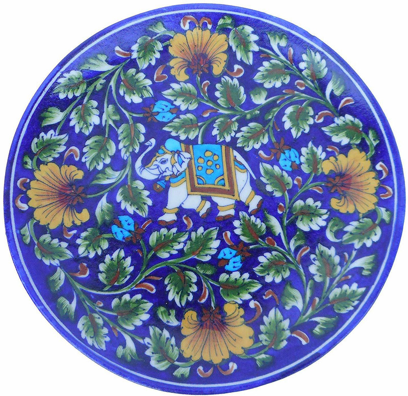 vedic sanskriti Wall Hanging Plates Ceramic Decorative Platter(Blue)