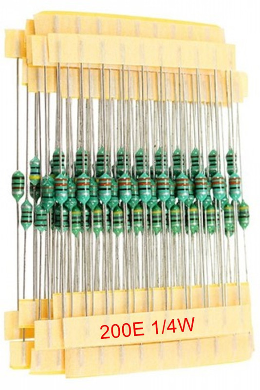 e4u 200 Ohm 5% 1/4W CFR Through Hole Resistor - 50 No's Electronic Components Electronic Hobby Kit