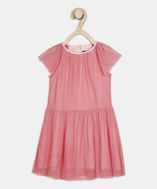 Allen Solly Girls Midi/Knee Length Casual Dress(Pink, Cap Sleeve)
