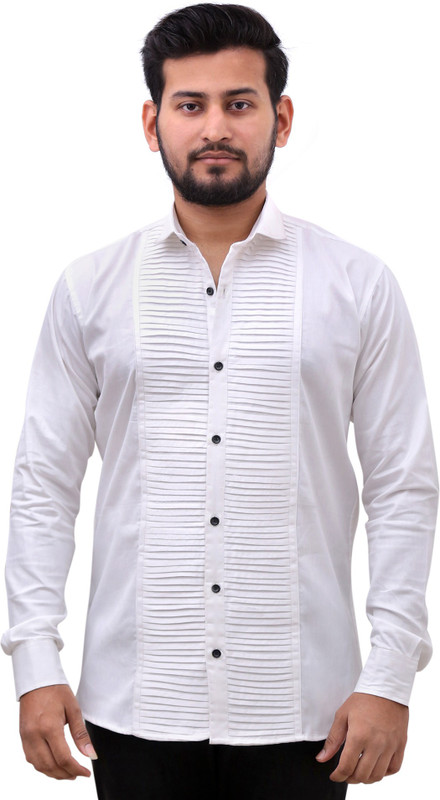 vastravat club Men Solid Party White Shirt