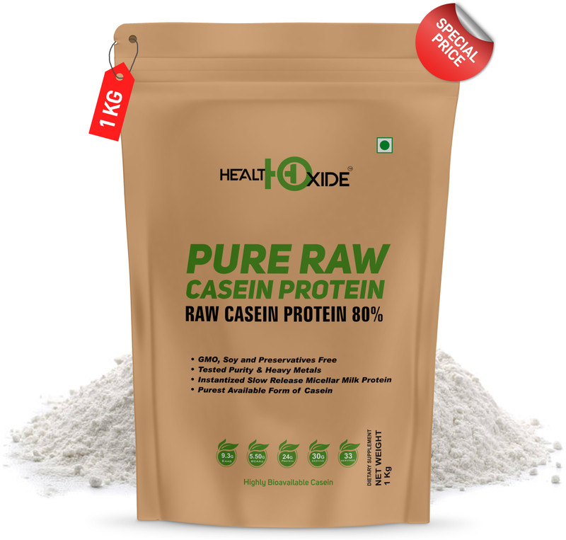 HEALTHOXIDE Pure Raw Casein Protein 80% (Raw & Unflavored / 24 G Protein Per Serving) â 1 Kg Casein Protein(1 kg, Unflavored)