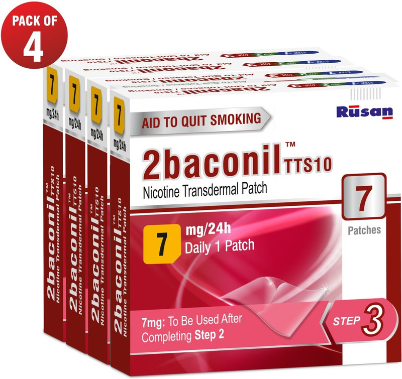 2baconil 7Mg Nicotine patch to Quit Smoking-1Month Therapy_STEP 3 24 hour patch Smoking Patch(Pack of 28)