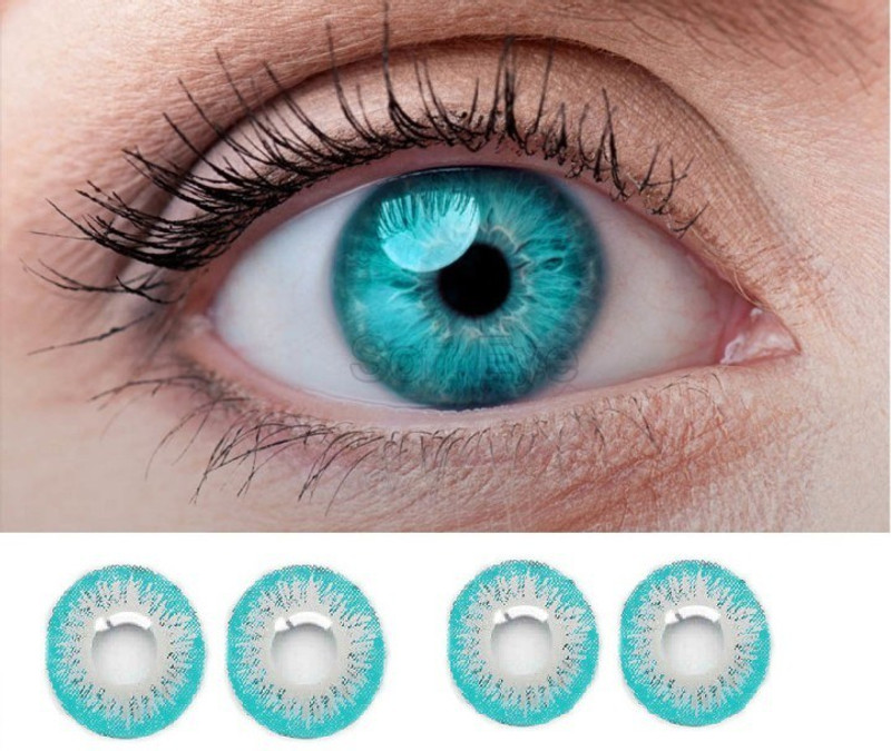 naturepathic Best Brand 2 Pair ( Aqua Color ) 0 Power Monthly Contact Lens Monthly(0, Colored Contact Lenses, Pack of 2)