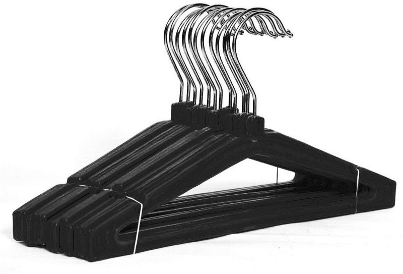 Lashkara (Heavy) Plastic Shirt Pack of 12 Hangers For Shirt(Black)