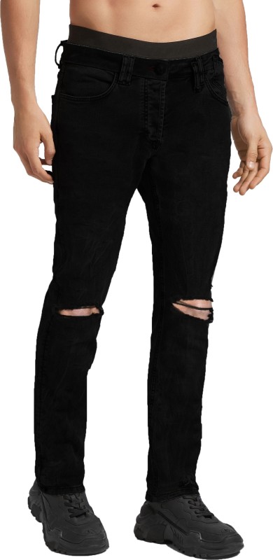 knee cut jeans black
