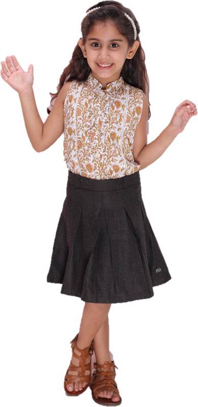 olesia Girls Casual Top Skirt(Brown)