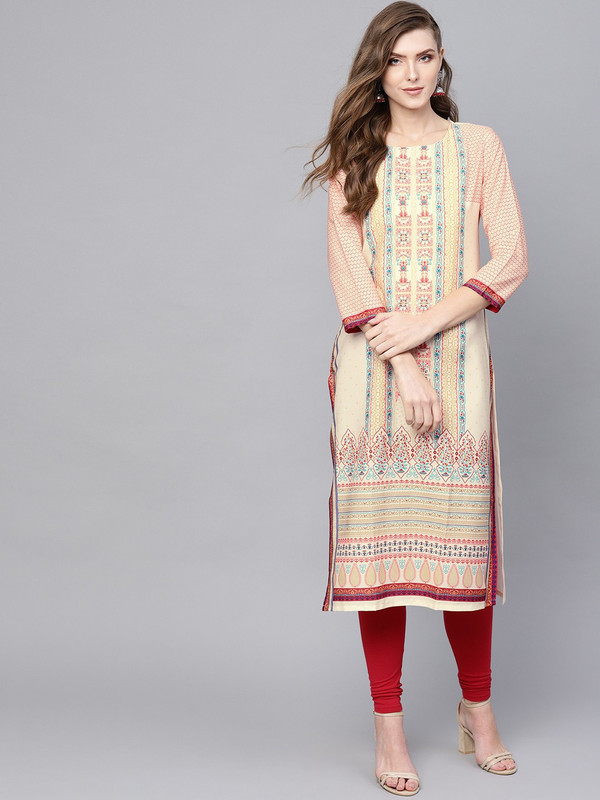 Ahika women's top printed straight kurta
