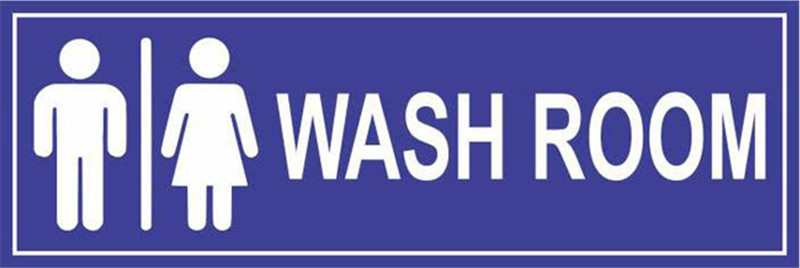 decor production Small Self adhesive vinyl sticker"Washroom" sign stickers ( 4 inch x 12 inch)  Sticker(Pack of 1)