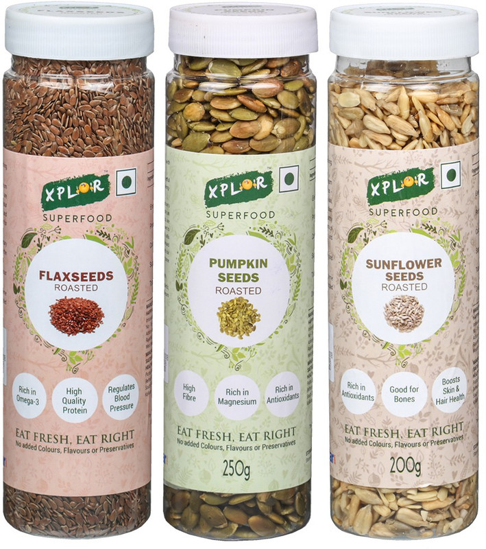 xplor Roasted Flaxseed 250 gm +Pumpkin Seed 250 gm + sunflower 200 gm(100 g, Pack of 3)